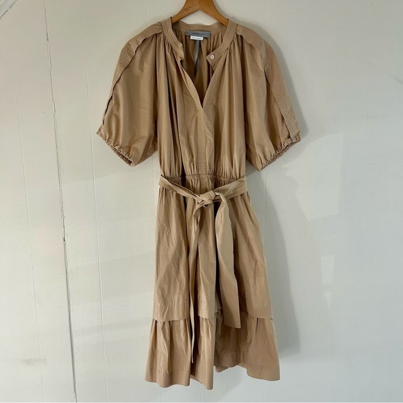 Marella Partita Puff Sleeve Dress‎ in Tan sz 8 - Picture 3 of 5